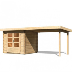 Abri 5,62m² Bastrup 2 en bois 28mm avec appentis 3m - WoodFeeling