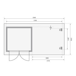 Abri 5,62m² Bastrup 2 en bois 28mm avec appentis 3m - WoodFeeling