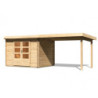 Abri 7,04m² Bastrup 3 en bois 28mm avec appentis 3m - WoodFeeling