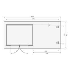 Abri 7,04m² Bastrup 3 en bois 28mm avec appentis 3m - WoodFeeling