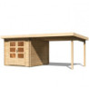 Abri 7,04m² Bastrup 4 en bois 28mm avec appentis 3m - WoodFeeling