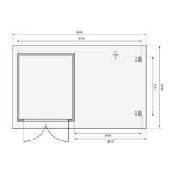 Abri 7,04m² Bastrup 4 en bois 28mm avec appentis 3m - WoodFeeling