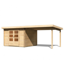 Abri 8,82m² Bastrup 5 en bois 28mm avec appentis 3m - WoodFeeling