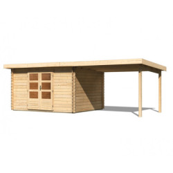 Abri 10,60m² Bastrup 7 en bois 28mm avec appentis 3m WoodFeeling