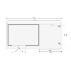 Abri 11,49m² Bastrup 8 en bois 28mm avec appentis 3m WoodFeeling