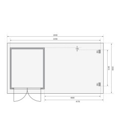 Abri 7,04m² Bastrup 4 en bois 28mm avec appentis 4m - WoodFeeling
