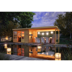 Abri 8,82m² Bastrup 5 en bois 28mm avec appentis 4m - WoodFeeling