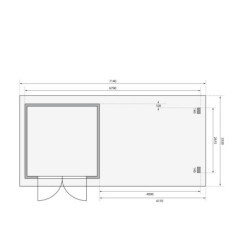 Abri 8,82m² Bastrup 5 en bois 28mm avec appentis 4m - WoodFeeling