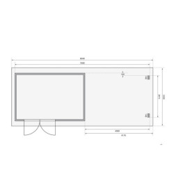Abri 11,49m² Bastrup 8 en bois 28mm avec appentis 4m WoodFeeling