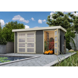 Abri en bois gris 8,77m² Mühlentrup 1 - cloison intérieure - WoodFeeling