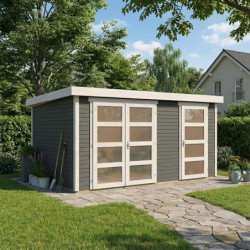 Abri en bois gris 10,98m² Mühlentrup 2 - cloison intérieure - WoodFeeling