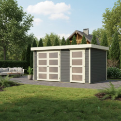 Abri en bois gris 10,98m² Mühlentrup 2 - cloison intérieure - WoodFeeling