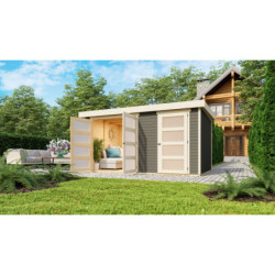 Abri en bois gris 10,98m² Mühlentrup 2 - cloison intérieure - WoodFeeling