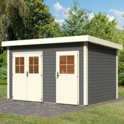 Abri de jardin 8,88m² Tintrup en bois gris 28mm - WoodFeeling