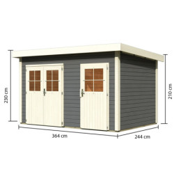 Abri de jardin 8,88m² Tintrup en bois gris 28mm - WoodFeeling