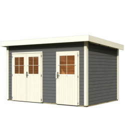 Abri de jardin 8,88m² Tintrup en bois gris 28mm - WoodFeeling