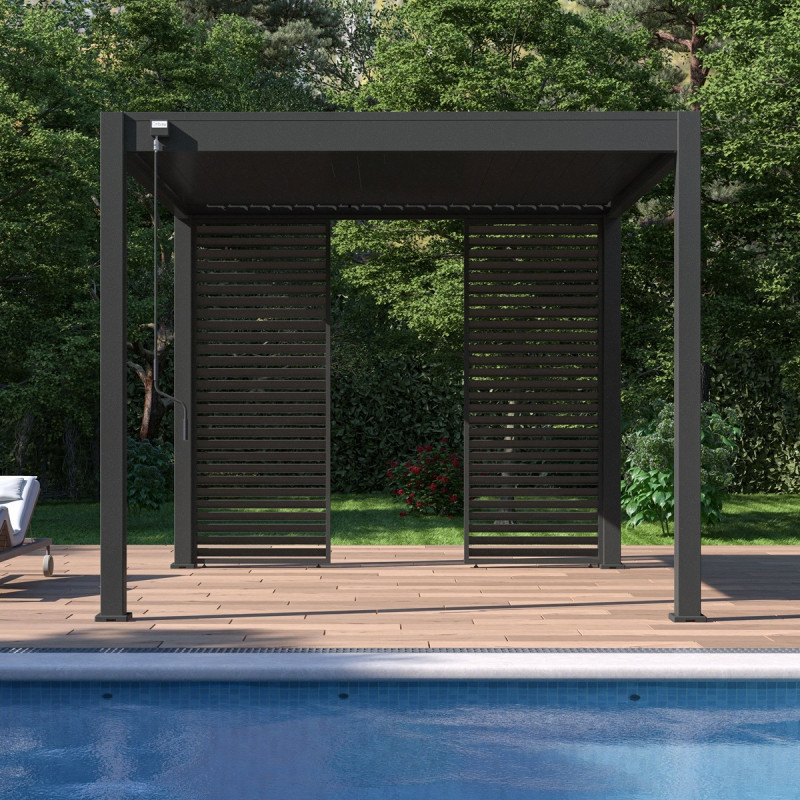 Panneau latéral anthracite Ombrea à ventelles 1m