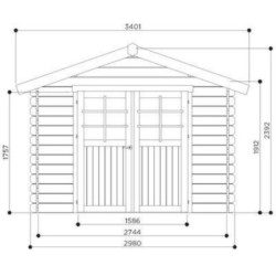 Abri de jardin Lannion 8,88m² en bois traité autoclave 28mm SOLID