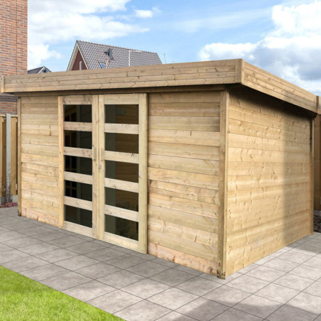 Abri de jardin en bois traité autoclave 28mm 12m² Malmo SOLID