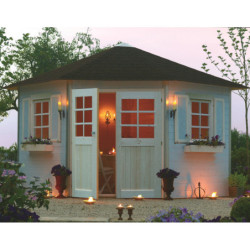 Abri d'angle Nancy 7,88m²  en bois massif 28mm + shingles - SOLID