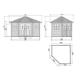 Abri d'angle Nancy 7,88m²  en bois massif 28mm + shingles - SOLID