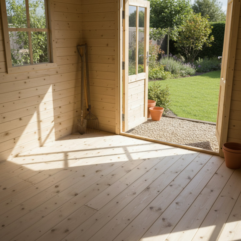 Plancher en bois épicéa du nord pour abris de jardin WoodFeeling 72897