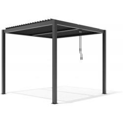 Pergola autoportante en alu gris avec lames orientable 3x3m X-METAL