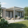 Pergola autoportante en alu gris clair avec lames orientable 3x3m X-METAL
