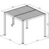 Pergola autoportante en alu gris clair avec lames orientable 3x3m X-METAL