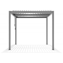 Pergola autoportante en alu gris clair avec lames orientable 3x3m X-METAL