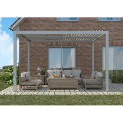 Pergola autoportante en alu gris clair avec lames orientable 3x3m X-METAL