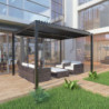 Pergola autoportante en alu gris avec lames orientable 4x3m X-METAL
