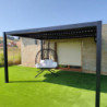 Pergola autoportante en alu gris avec lames orientable 4x3m X-METAL