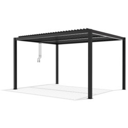 Pergola autoportante en alu gris avec lames orientable 4x3m X-METAL