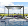 Pergola autoportante en alu gris avec lames orientable 4x4m X-METAL