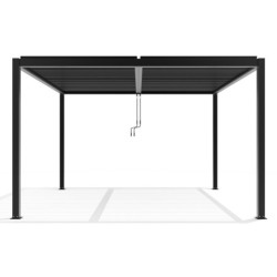 Pergola autoportante en alu gris avec lames orientable 4x4m X-METAL