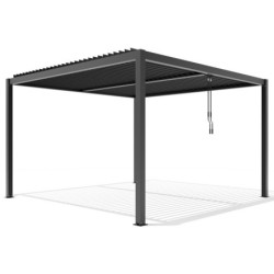 Pergola autoportante en alu gris avec lames orientable 4x4m X-METAL
