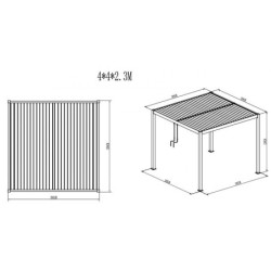 Pergola autoportante en alu gris avec lames orientable 4x4m X-METAL