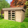 Abri Stockholm 8,91m² en bois traité 28mm à toit monopente SOLID