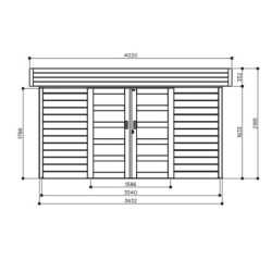 Abri Stockholm 8,91m² en bois traité 28mm à toit monopente SOLID