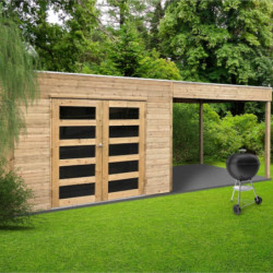 Abri Salerno 11,76m² en bois traité 19mm avec terrasse - SOLID