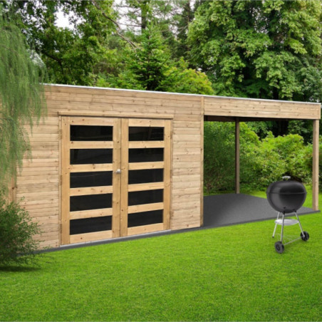 Abri Salerno 11,76m² en bois traité 19mm avec terrasse - SOLID
