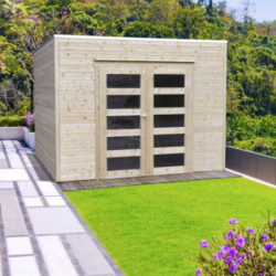 Abri Bari 8,69m² en bois traité 19mm à toit monopente - SOLID