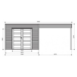 Abri Tarento 8,69m² en bois traité 19mm avec terrasse - SOLID