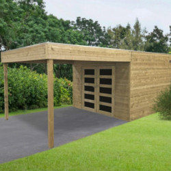 Abri Matera 8,69m² en bois traité 19mm avec terrasse - SOLID