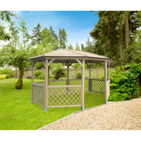 Pavillon de jardin octogonale en bois massif 11,49m² – Solid