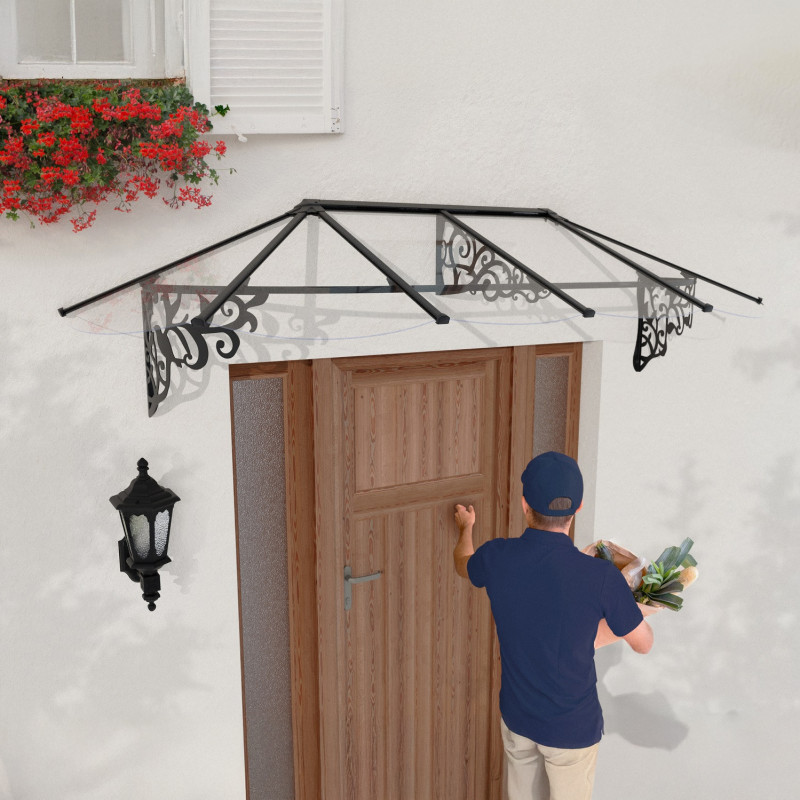 Marquise porte d'entrée en polycarbonate 4 mm Lily XL™ 2600 – Canopia