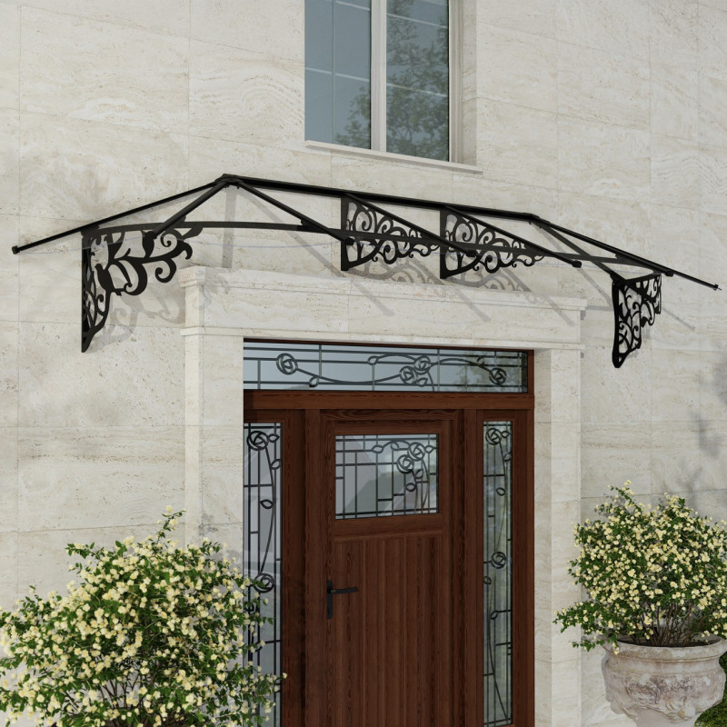 Marquise porte d'entrée en polycarbonate 4 mm Lily XL™ 3150 – Canopia