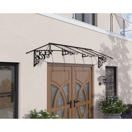 Marquise porte d'entrée en polycarbonate 4 mm Lily XL™ 3600 – Canopia