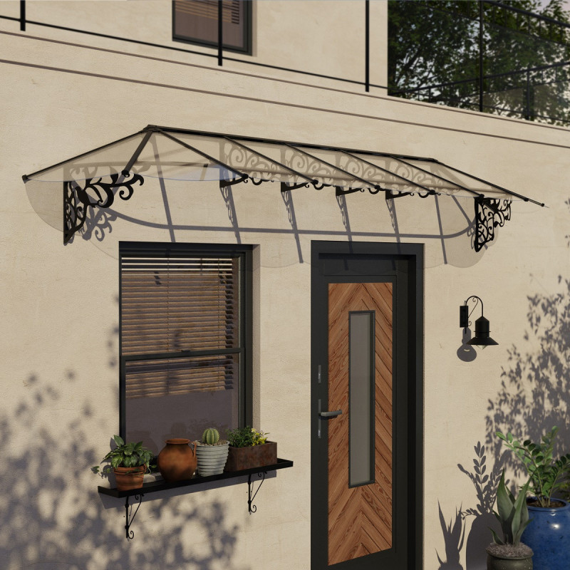Marquise porte d'entrée en polycarbonate 4 mm Lily XL™ 4100 – Canopia